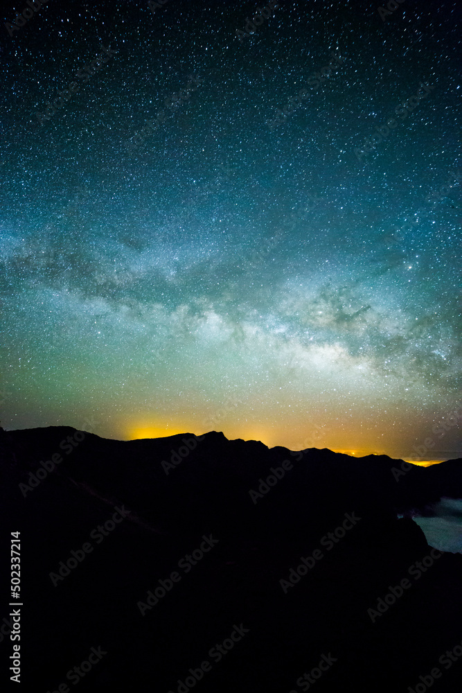 Naklejka Milky way in Caldera De Taburiente Nature Park, La Palma Island, Canary Islands, Spain