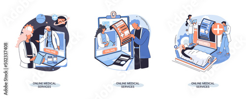 Online medical services mobile application consultation and prescription medicine professional doctor connecting and giving consultation for patient, telemedicine concept metaphor, health care program