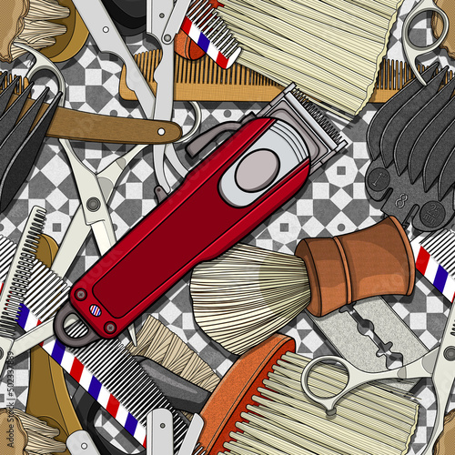 barber tools wall pattern illustration