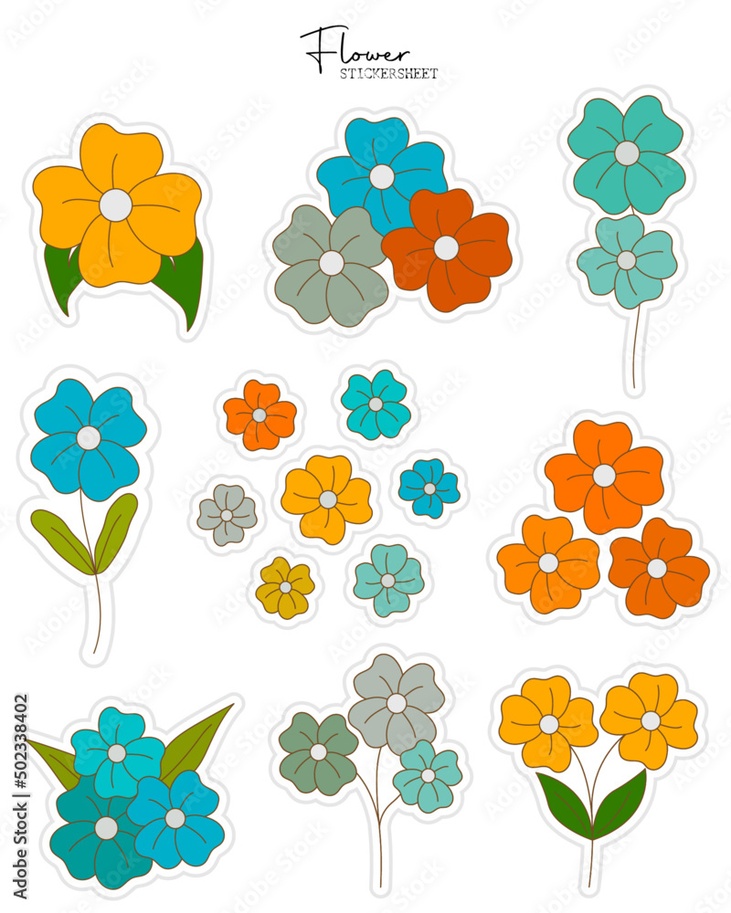 Premium Vector  Flower sticker planner scrapbook bullet journal