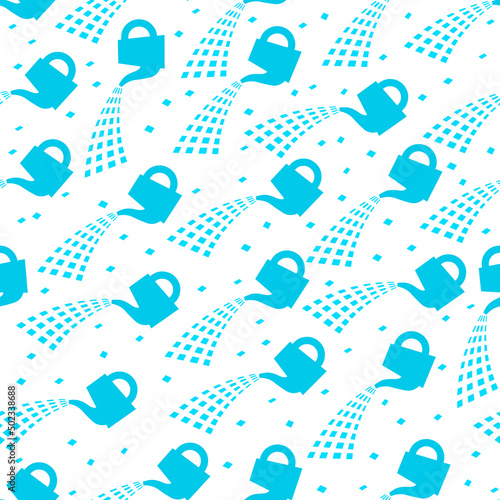 Seamless pattern with watering cans. Gardening tools for working in the garden, on the farm, in the dacha, country site. Simple image on a white background.