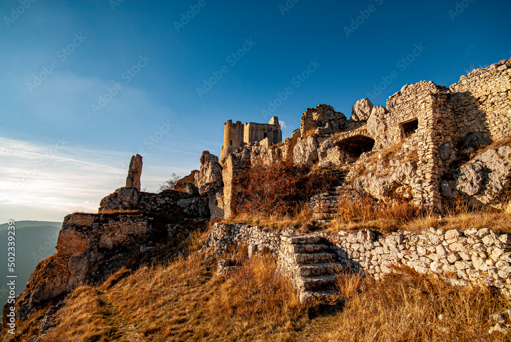 Rocca di Calascio, Abruzzo, Italy. View of the castle and its towers.