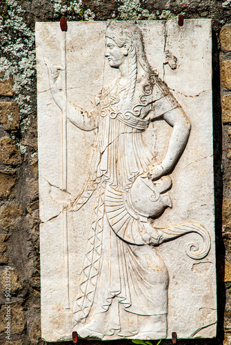 Paestum, Naples, Campania, Italy. Details from the ash buried roman city. photo