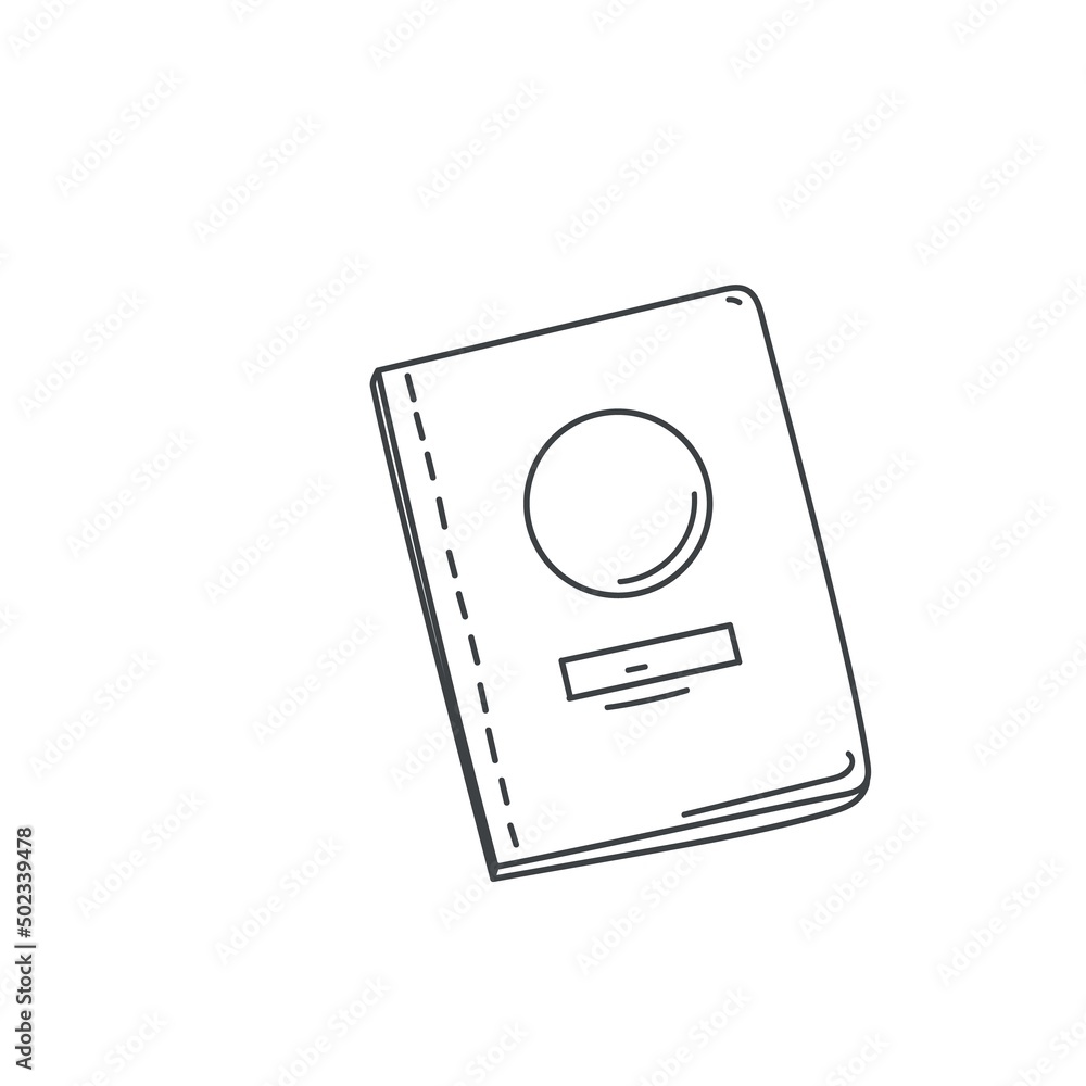 Passport outline icon. Document, sketch vector illustration