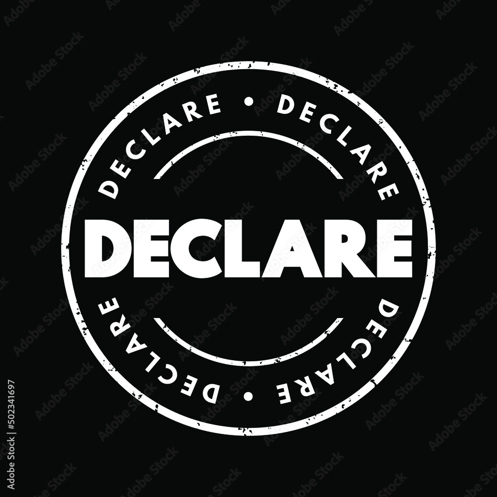 Declare text stamp, concept background