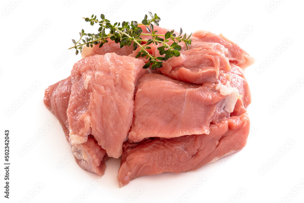 piece of veal isolated on a white background piece of veal isolated on a white background