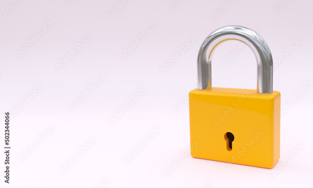 3d illustration, padlock, on light background, copy space, 3d rendering 3d illustration, padlock, on light background, copy space, 3d rendering