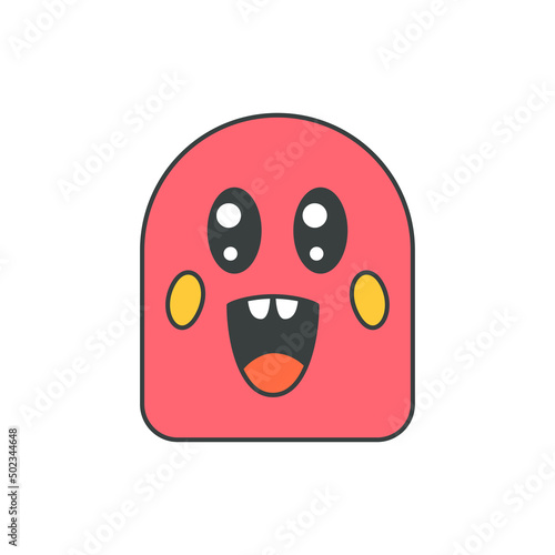 Abstract funny pink arch germ laughing character pop art groovy style t shirt print vector cartoon