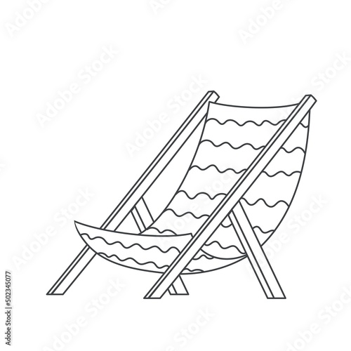Beach chair outline icon. Simple linear sketch vector illustration