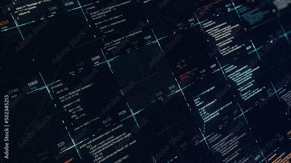 Hacking code animation on lack abstract computer monitor. Animation ...