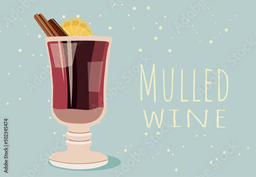 Glass cups with red mulled wine