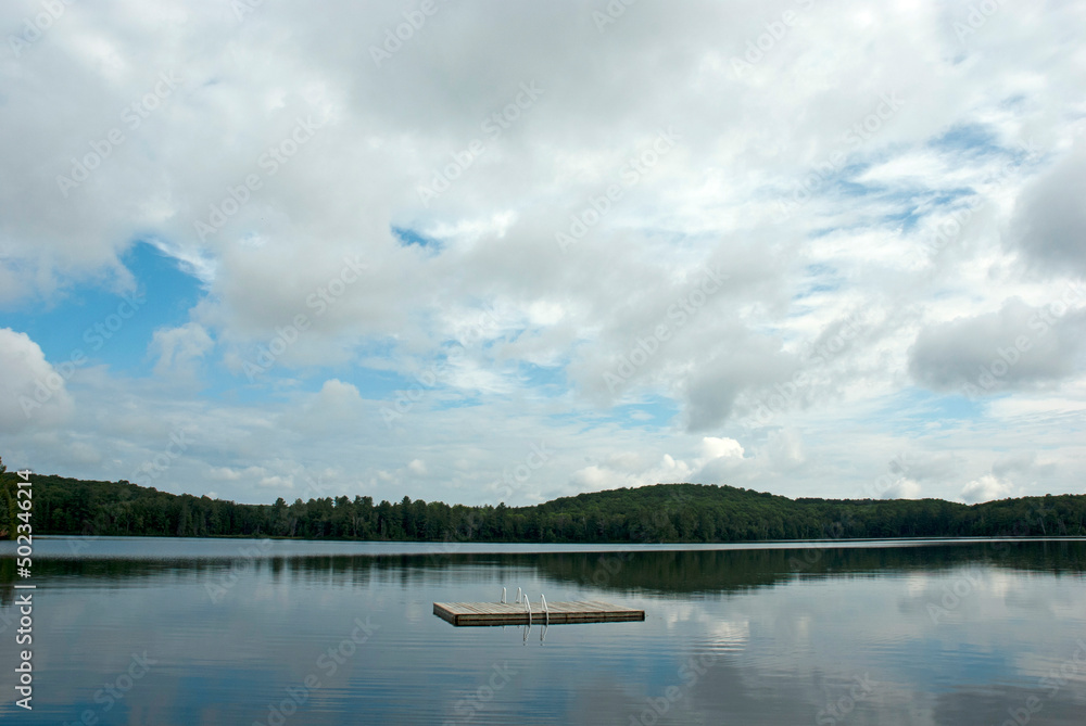 Fototapeta premium Swimming platform on a lake in Northern Ontario