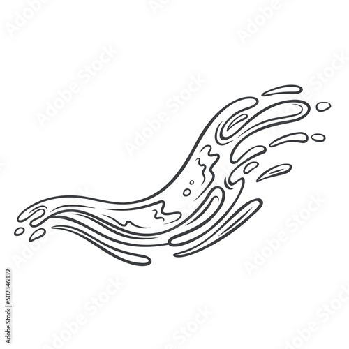 Drops and splashes of water. Outline vector illustration of the water splash element.