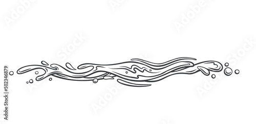 Drops and splashes of water. Outline vector illustration of the water splash element.