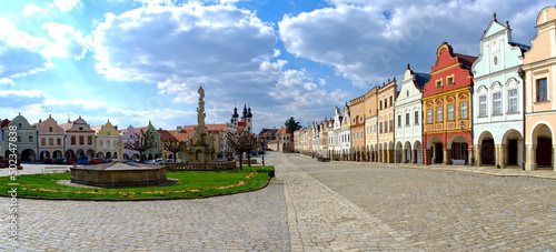 Square of the city and the castle "Telc" extra wide panorama