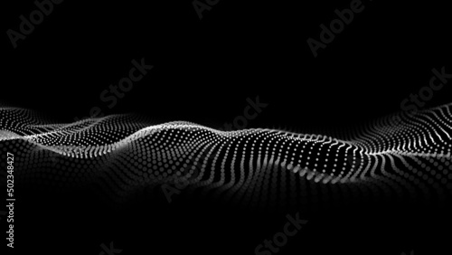 Futuristic moving wave. Digital background with moving glowing particles. Big data visualization. Vector illustration.