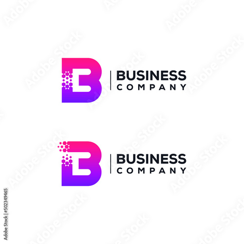 Abstract Letter B Logo design with Pixels Hexagon Shape for Technology and Digital Business Company