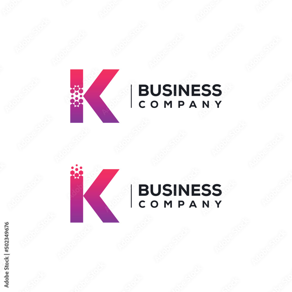 Abstract Letter K Logo design with Pixels Hexagon Shape for Technology and Digital Business Company Abstract Letter K Logo design with Pixels Hexagon Shape for Technology and Digital Business Company