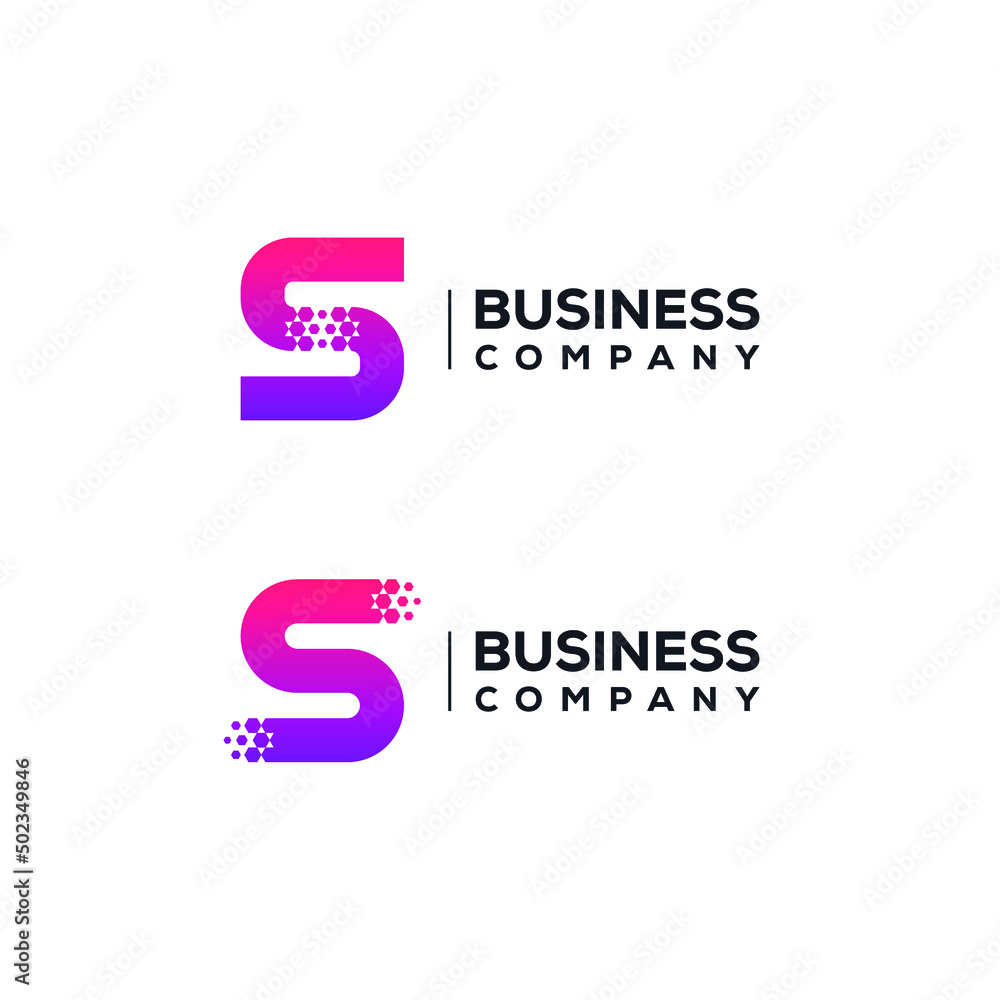 Abstract Letter S Logo design with Pixels Hexagon Shape for Technology and Digital Business Company Abstract Letter S Logo design with Pixels Hexagon Shape for Technology and Digital Business Company