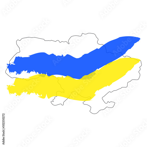 Ukrainian flag and map of Ukraine. Support Ukraine concept. Vector flat isolated