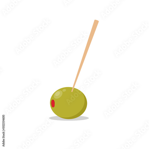 Pickled olives vector. stuffed olive skewer.