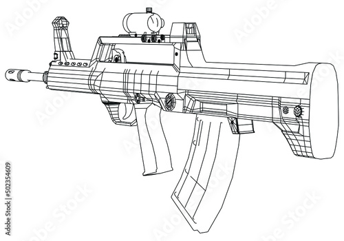 Assault rifle isolated on white background. Vector illustration of an assault rifle.