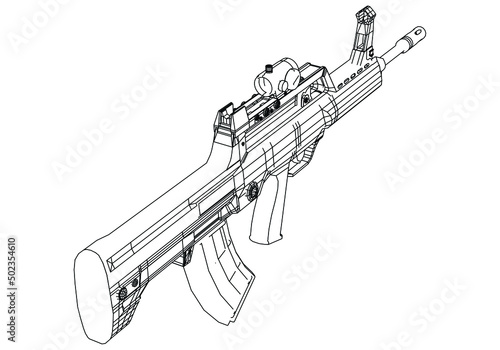 Assault rifle isolated on white background. Vector illustration of an assault rifle.