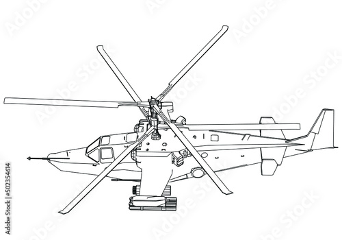 Turkish attack helicopter isolated on white background. Vector Military machine. Military vehicle logotype.