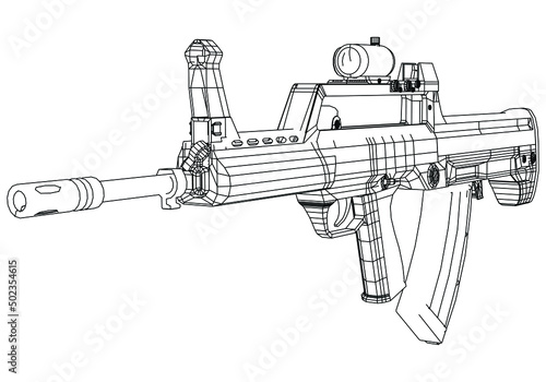 Assault rifle isolated on white background. Vector illustration of an assault rifle.