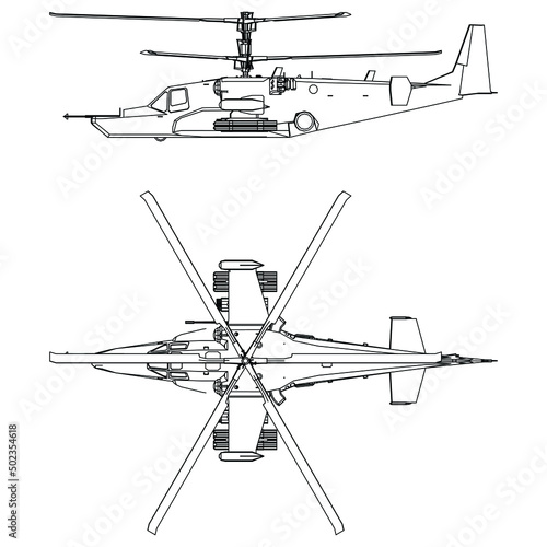 Turkish attack helicopter isolated on white background. Vector Military machine. Military vehicle logotype.