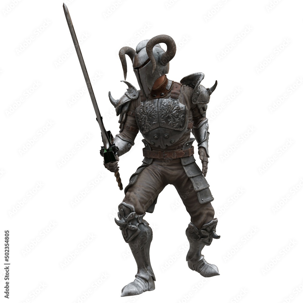 Medieval knight in armor isolated white background 3d illustration Medieval knight in armor isolated white background 3d illustration