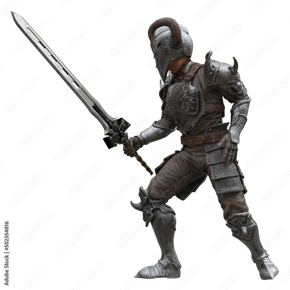 Medieval knight in armor isolated white background 3d illustration Medieval knight in armor isolated white background 3d illustration