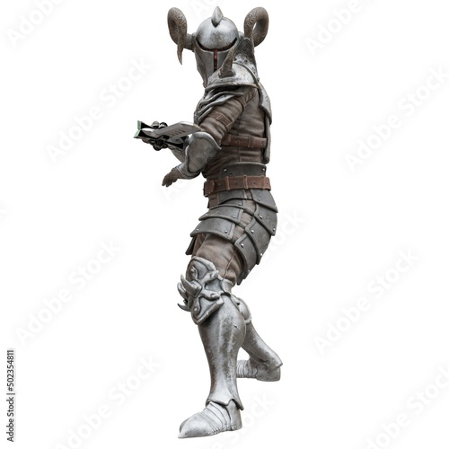 Medieval knight in armor isolated white background 3d illustration © max79im