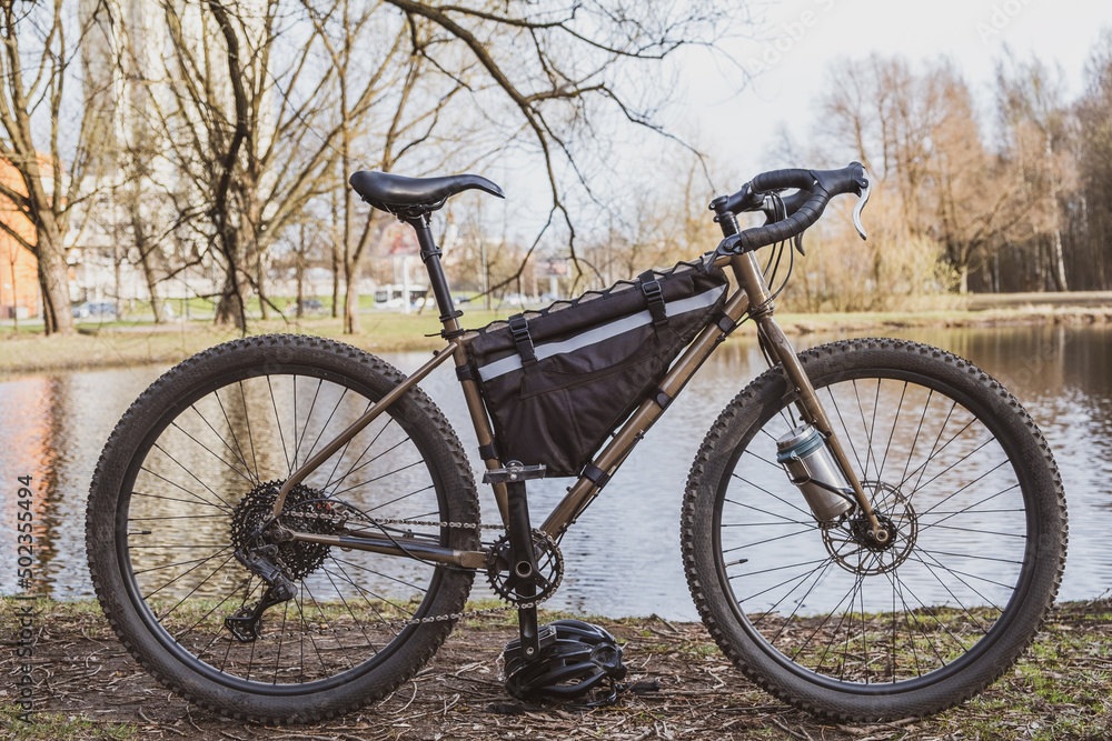 Bicycle with a bag inside the frame