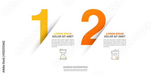 Modern vector flat illustration. Line infographic numbers template with two elements, icons. Timeline designed for business, presentations, web design, interface, diagrams with 2 steps