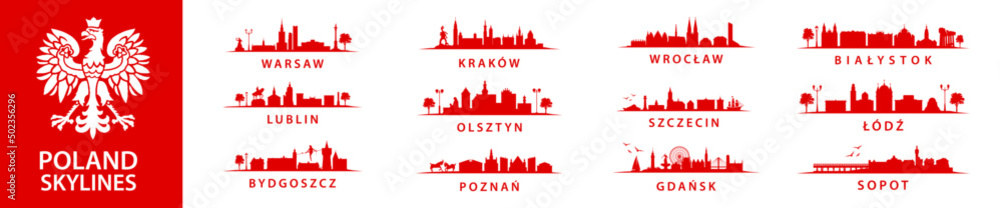 Collection of polish skylines, big bundle of cities in Poland, eastern Europe, Szczecin, Krakow, Wroclaw, Lublin, Olsztyn, Warsaw, Bydgoszcz, Poznan, Gdansk, Lodz, Sopot, Bialystok Collection of polish skylines, big bundle of cities in Poland, eastern Europe, Szczecin, Krakow, Wroclaw, Lublin, Olsztyn, Warsaw, Bydgoszcz, Poznan, Gdansk, Lodz, Sopot, Bialystok