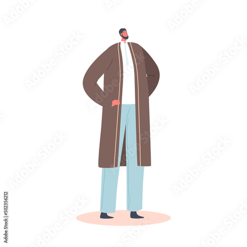 Muslim Male Character Wear Traditional Dress Isolated on White Background. Arab Man in National Clothes. Muslim Culture