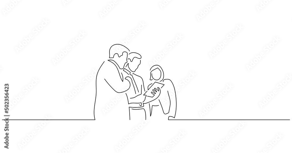 Company work team in line art animation. Video footage of a group of business people working. Black linear video on white background. Animated gif illustration design. Company work team in line art animation. Video footage of a group of business people working. Black linear video on white background. Animated gif illustration design.