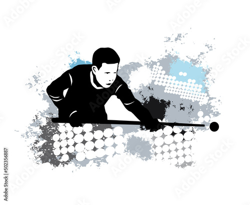 Billiard sport graphic with dynamic background.