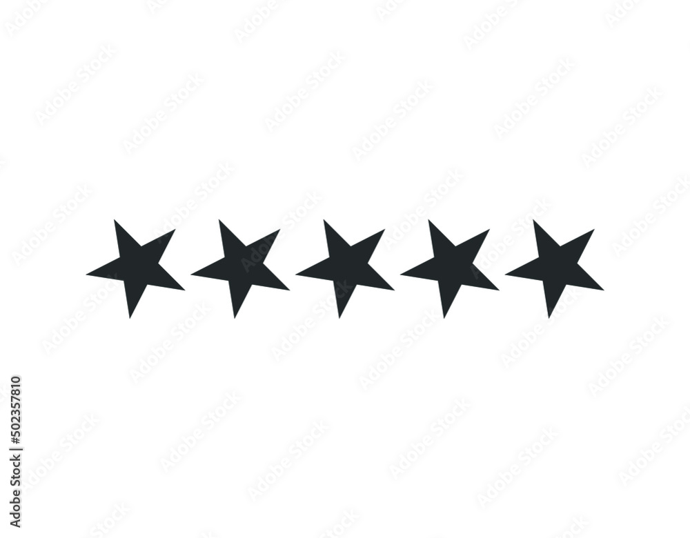 Five star icon vector. Rating sign