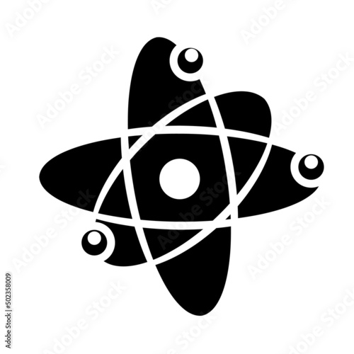 Planetary model of the atom icons. Electrons in orbit around the nucleus. Nuclear physical science simple style detailed logo vector illustration isolated