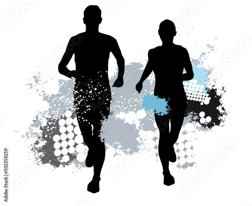 Running sport graphic with dynamic background.