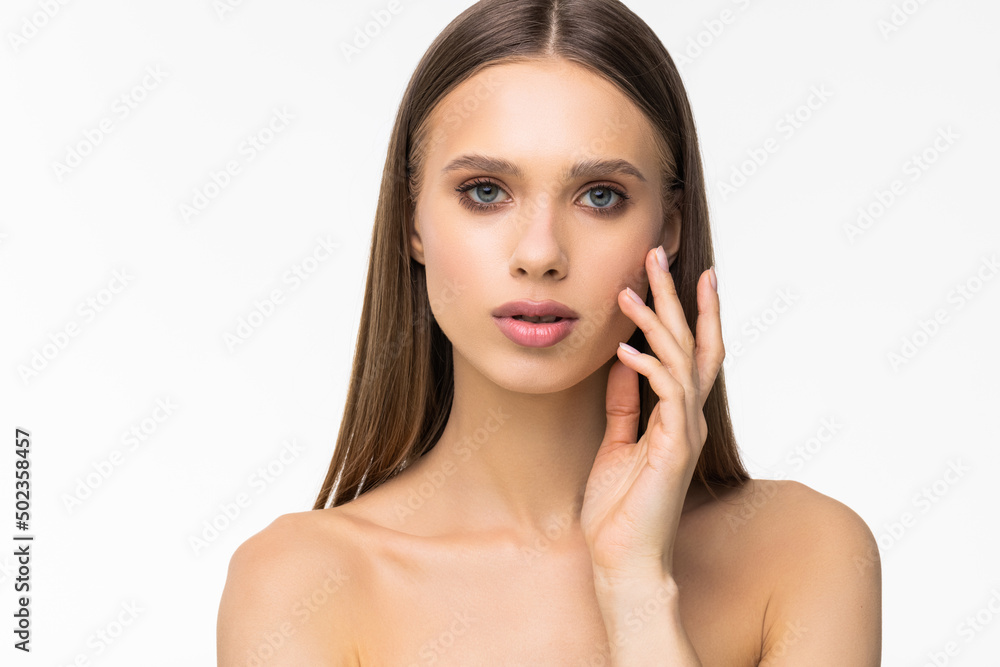 Beauty woman isolated on white skin care beautiful female portrait Beauty woman isolated on white skin care beautiful female portrait