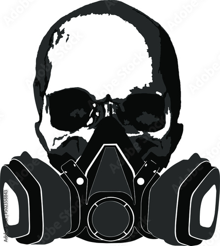 Illustrated depiction of a masked skull