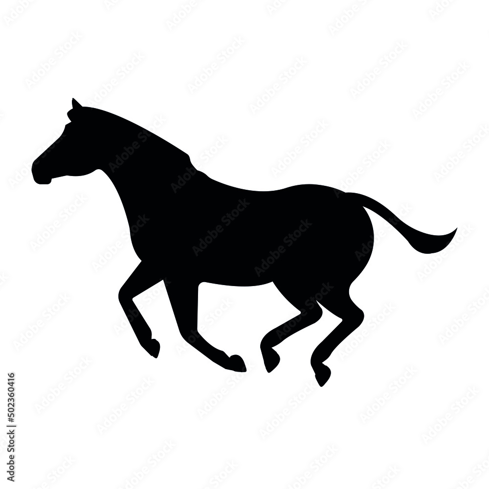 Fototapeta premium Vector hand drawn flat running zebra silhouette isolated on white background