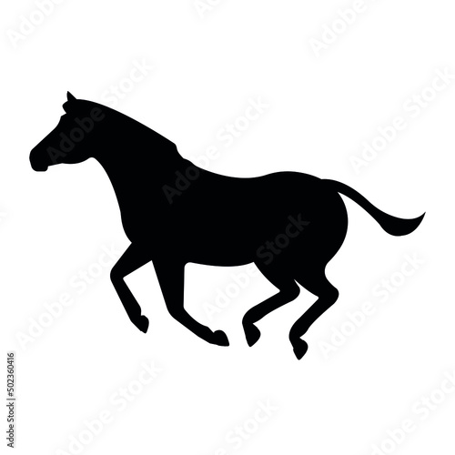 Vector hand drawn flat running zebra silhouette isolated on white background