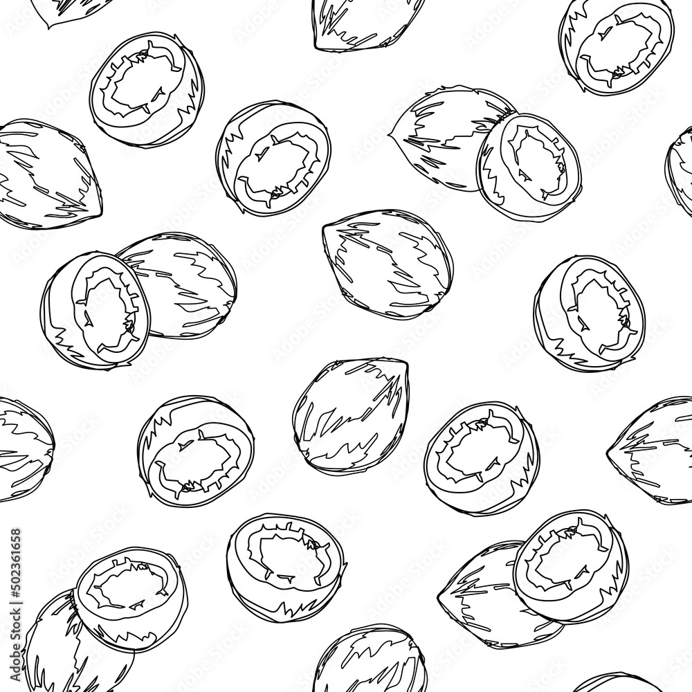 Hand draw seamless pattern with coconuts. Good for backdrop, textile, wrapping paper, wall posters.