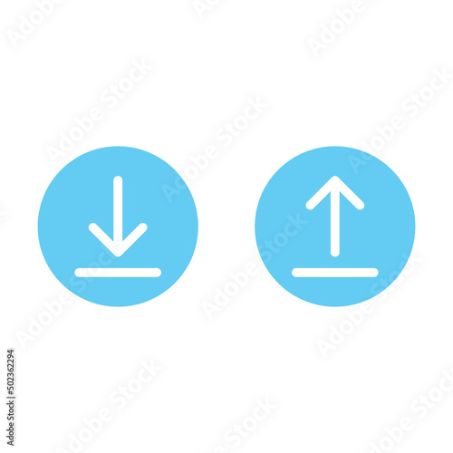 Download and Upload vector blue icon in round