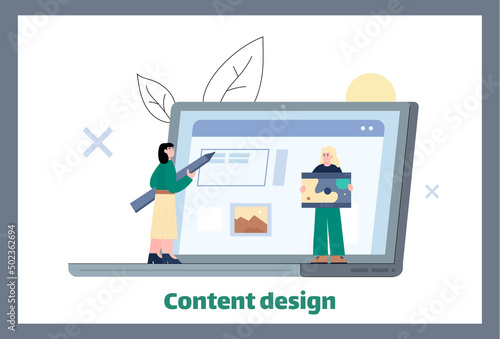 Ui, ux analytics and research, vector flat illustration on white background.