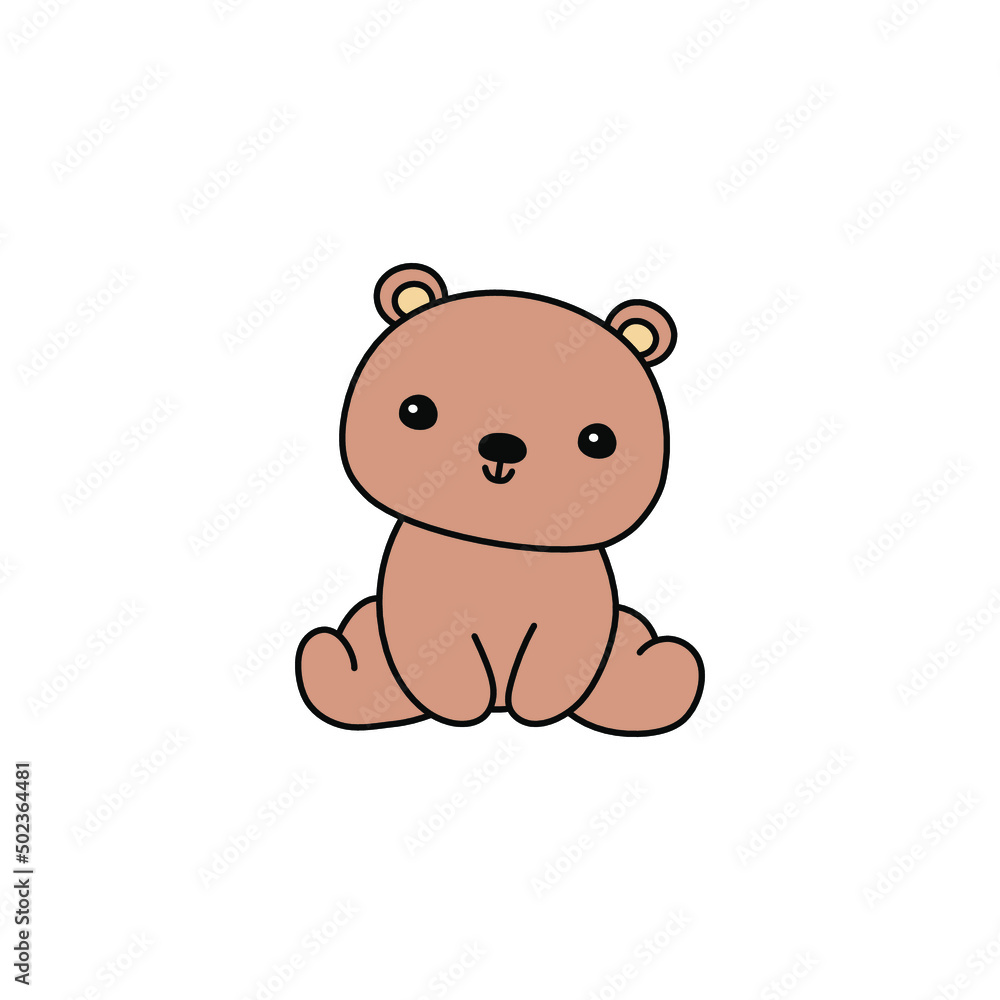 Naklejka premium Cute sitting bear vector illustration